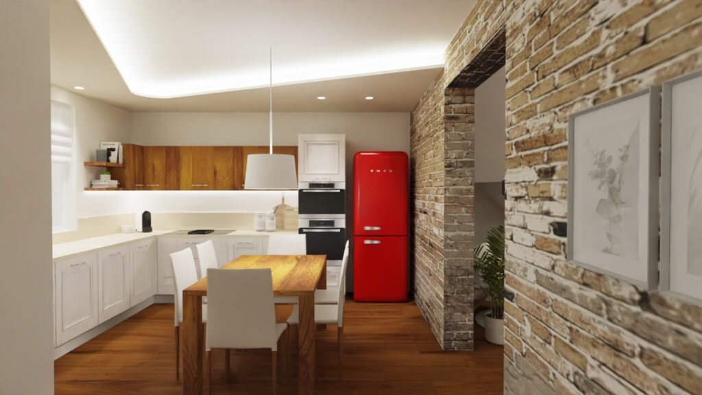 Interior design cucina di fronte